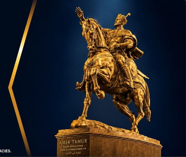Amir Temur Gold Statue Tashkent